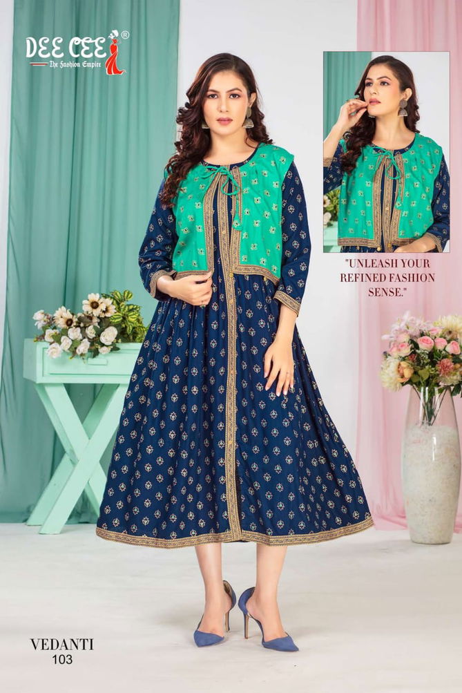 Vedanti By Deecee Beautiful Rayon Anrakali Kurtis Wholesale Market In Surat